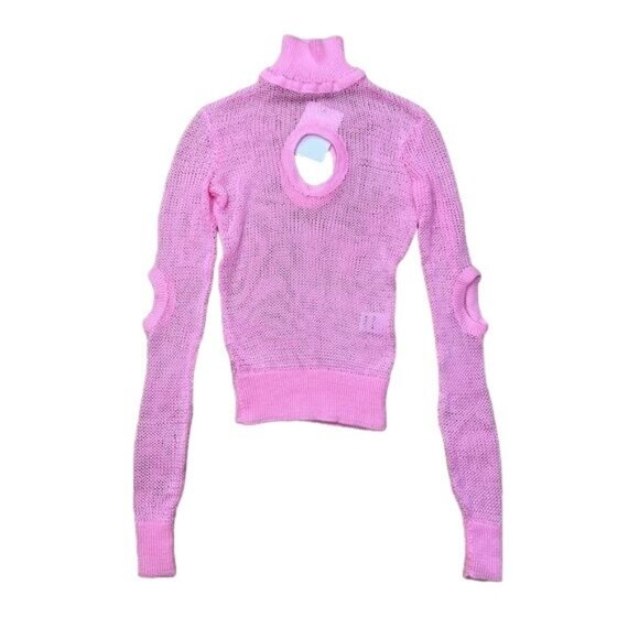 LADO BOKUCHAVA Pink Pierced Boyfriend's Turtleneck - Picture 1 of 5